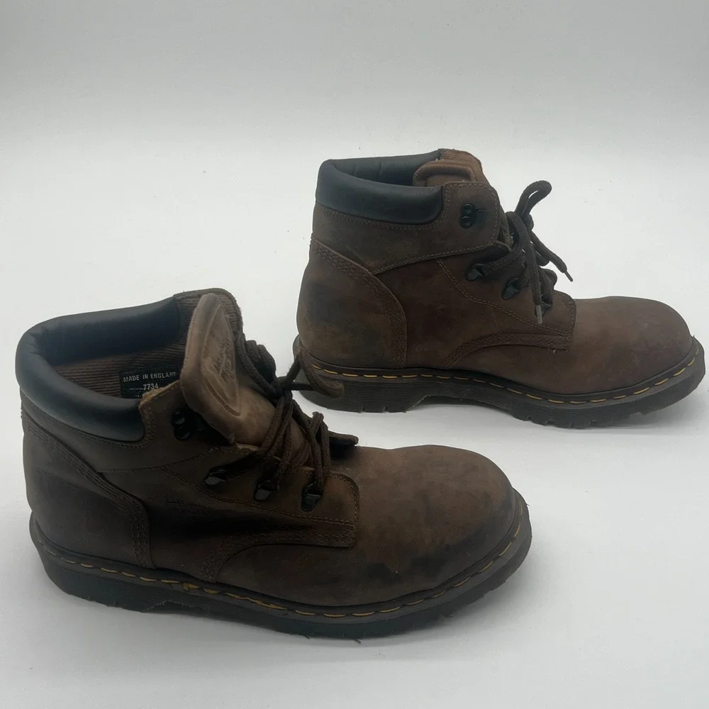 Vtg Dr Martens 7734 Steel Toe Boots Mens 12 UK 11 Brown Leather Made in England